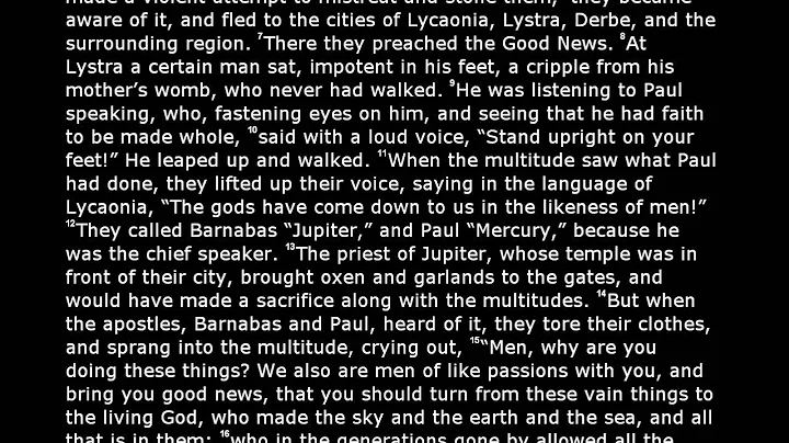 The Holy Bible - Acts Chapter 14 (World English Translation)