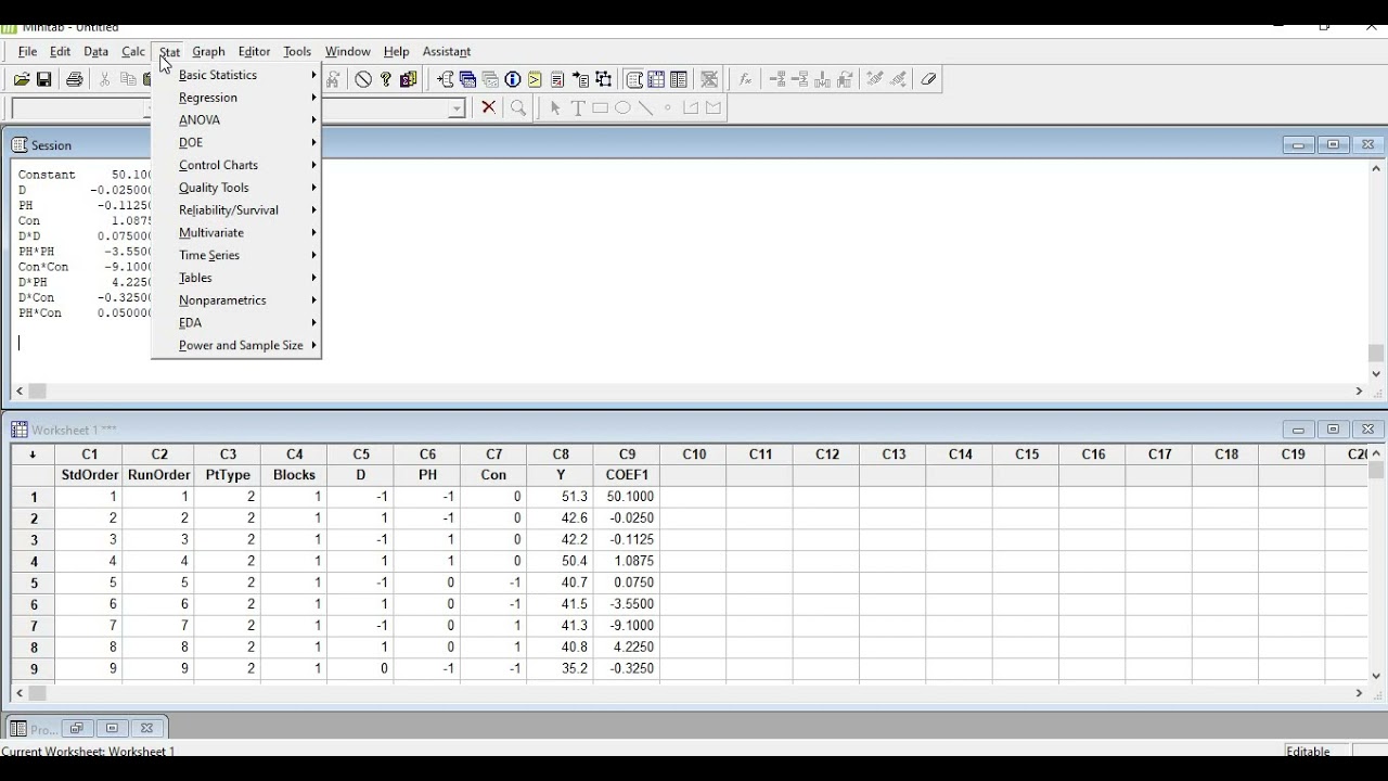 MINITAB TP OPTIMISATIONPAR LES PLANS DE SURFACE DE REPONSES