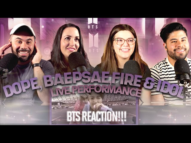 BTS Dope + Baepsae + Fire + Idol LIVE Reaction -  This was absolutely amazing!! | Couples React class=