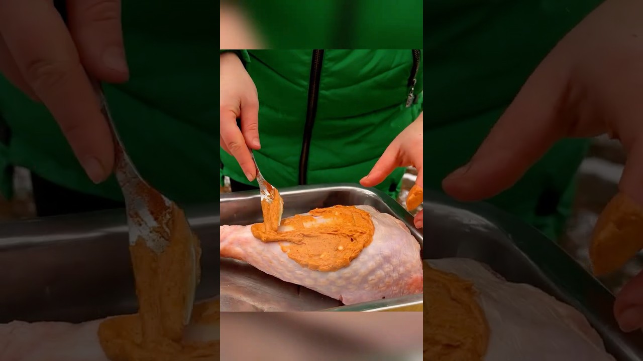 Cooking Juicy Turkey Thigh on Open Fire in a Snowy Forest 🔥🌲❄️