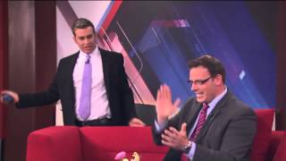 Behind the Scenes: Mike Avery and Gary Frank let loose during a comml break