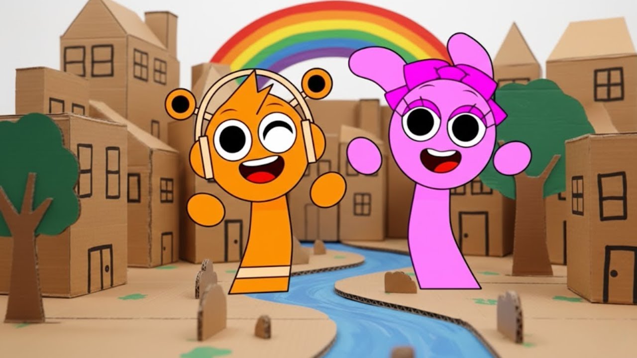 Sprunki IRL 🌈 Cardboard World! Oren & Pinki’s New Life - YouTube