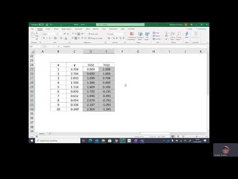 Using EXCEL to process data for log log and log linear graphing