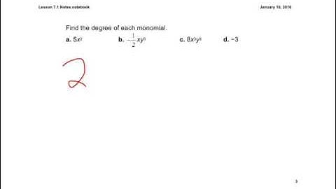 Lesson 7.1 Finding Degrees of Monomials