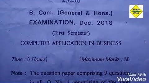 🌹🌹Crsu paper of Computer Application in Business of B. Com 1st sem December 2018