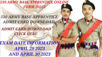 510 Army base apprentice admit card download #apprentice #armybase #armyadmitcard #anilsiriti #iti