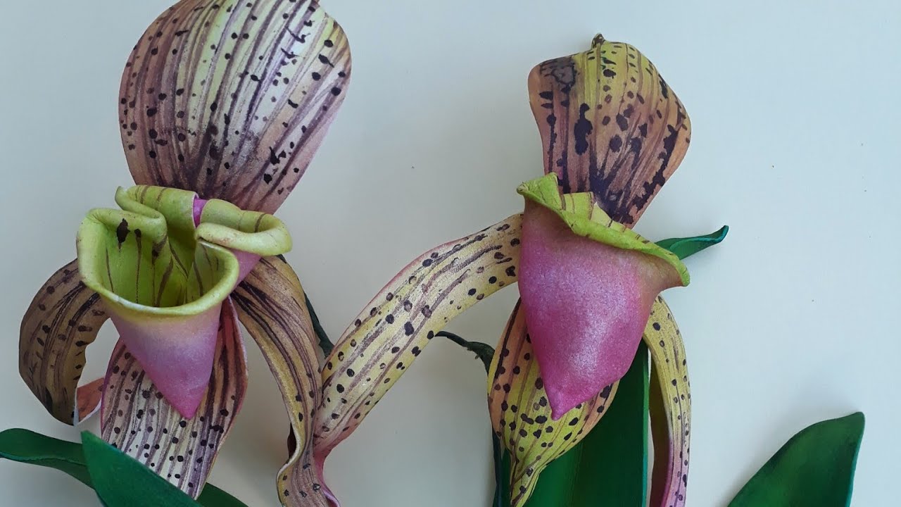Orquideas sapatinho pintadas com garfo!! sem frisadores