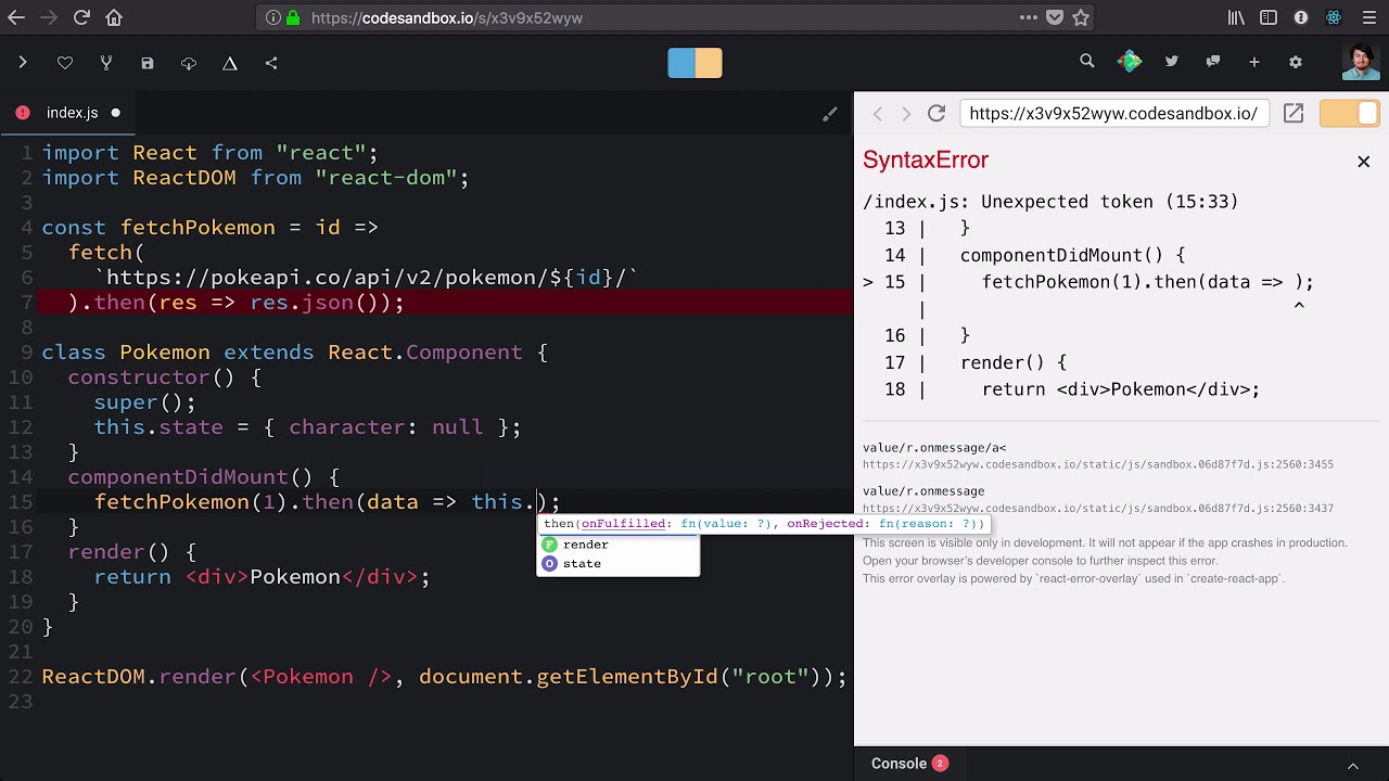 setState and fetch | Essential React - YouTube