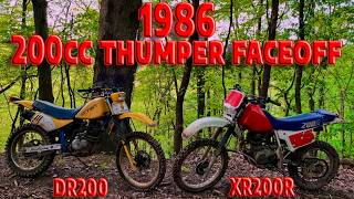 1986 Honda XR200R vs 1986 Suzuki DR200: the shootout that Dirt Bike magazine never had!