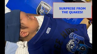 Unboxing surprise for SJ Quakes Tiniest Newest Fan!