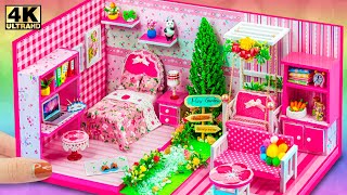 Сделай сам Миниатюра Картон дом # 99 ❤️ с участием красивая Сад Дом, Розовый Спальная комната, Мини