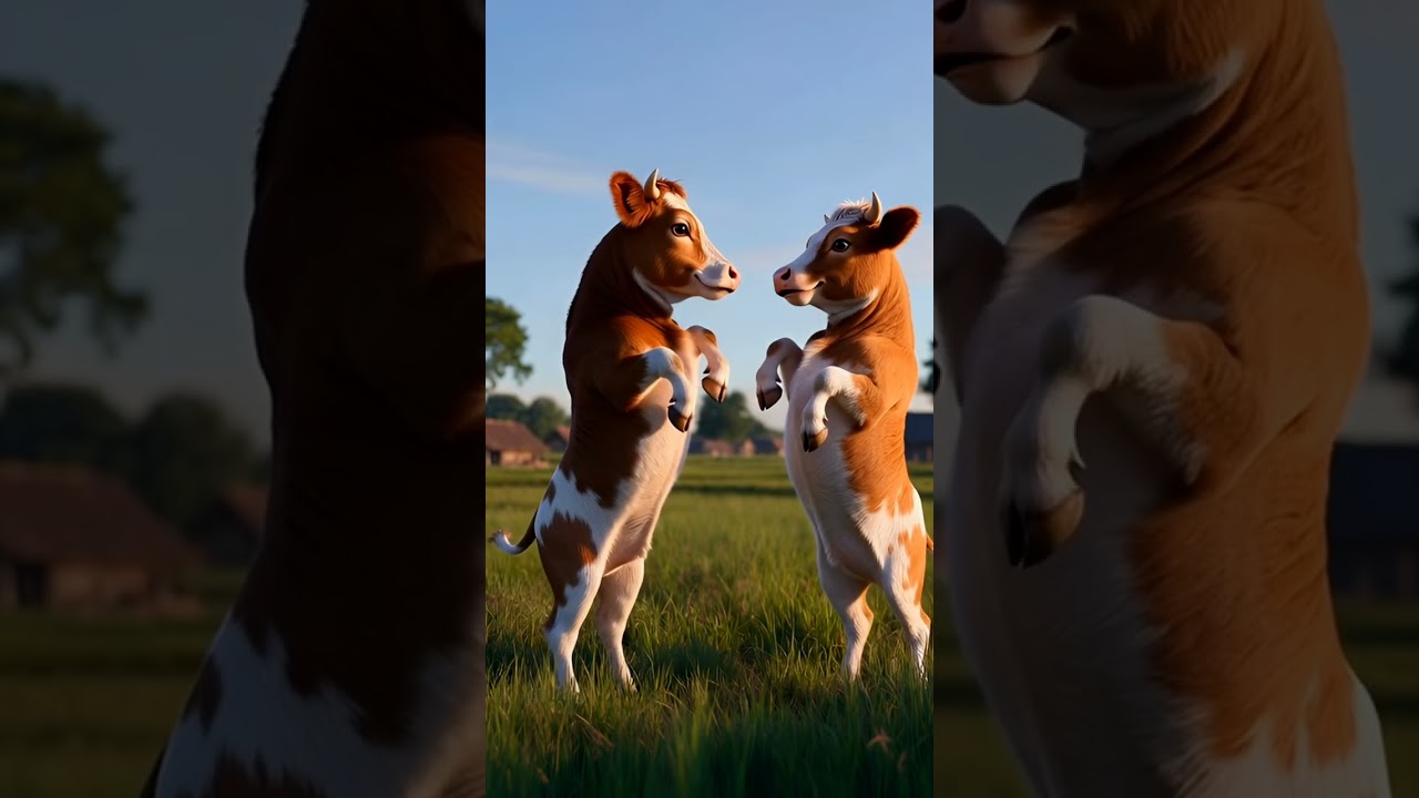 Two cow dancing 