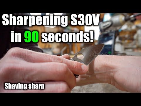Sharpening S30V From Dull To Shaving Sharp In 90 Seconds | Using The Most Disliked Sharpening Stone.