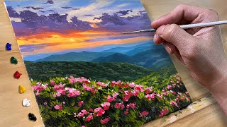: Painting Flower Mountain / Acrylic Painting / Correa Art