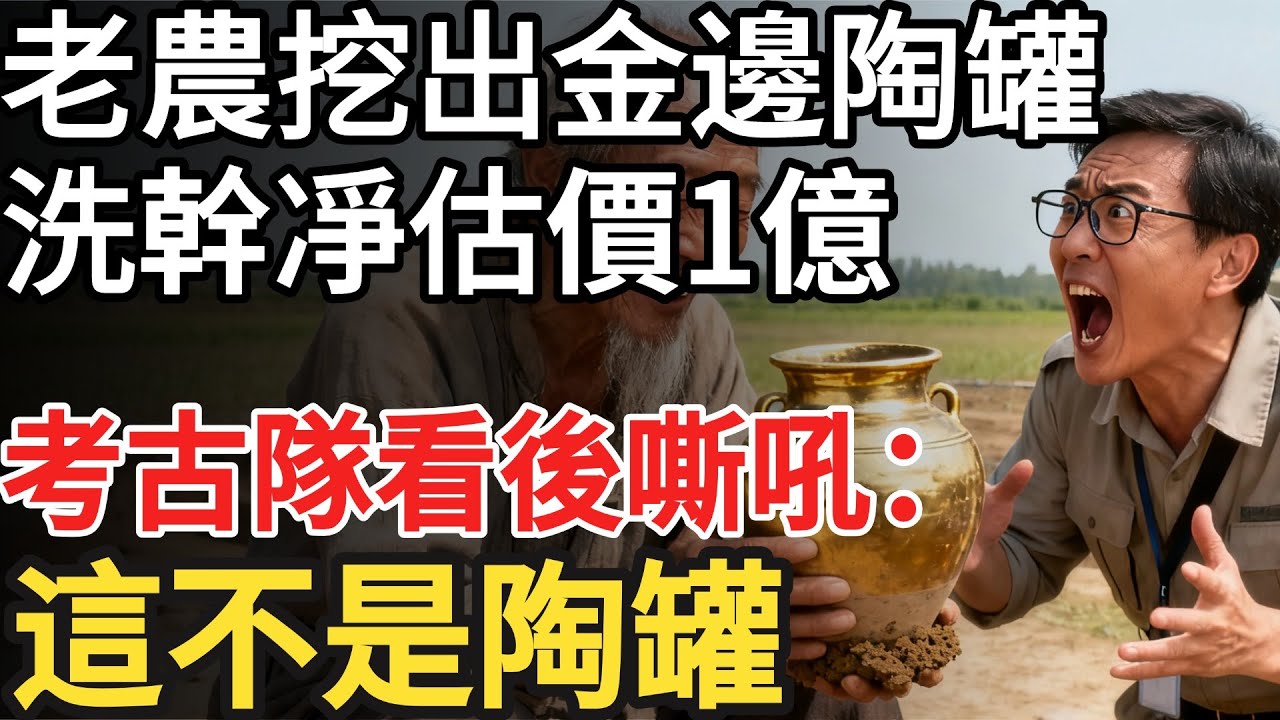 老農在深山挖出 「金邊陶罐」，洗幹凈後估價 1個億，考古隊看後卻嘶吼：這不是陶罐#奇闻 #故事分享 #故事頻道 #情感 #分享