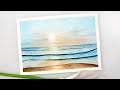Watercolor SEASCAPE painting - step by step tutorial