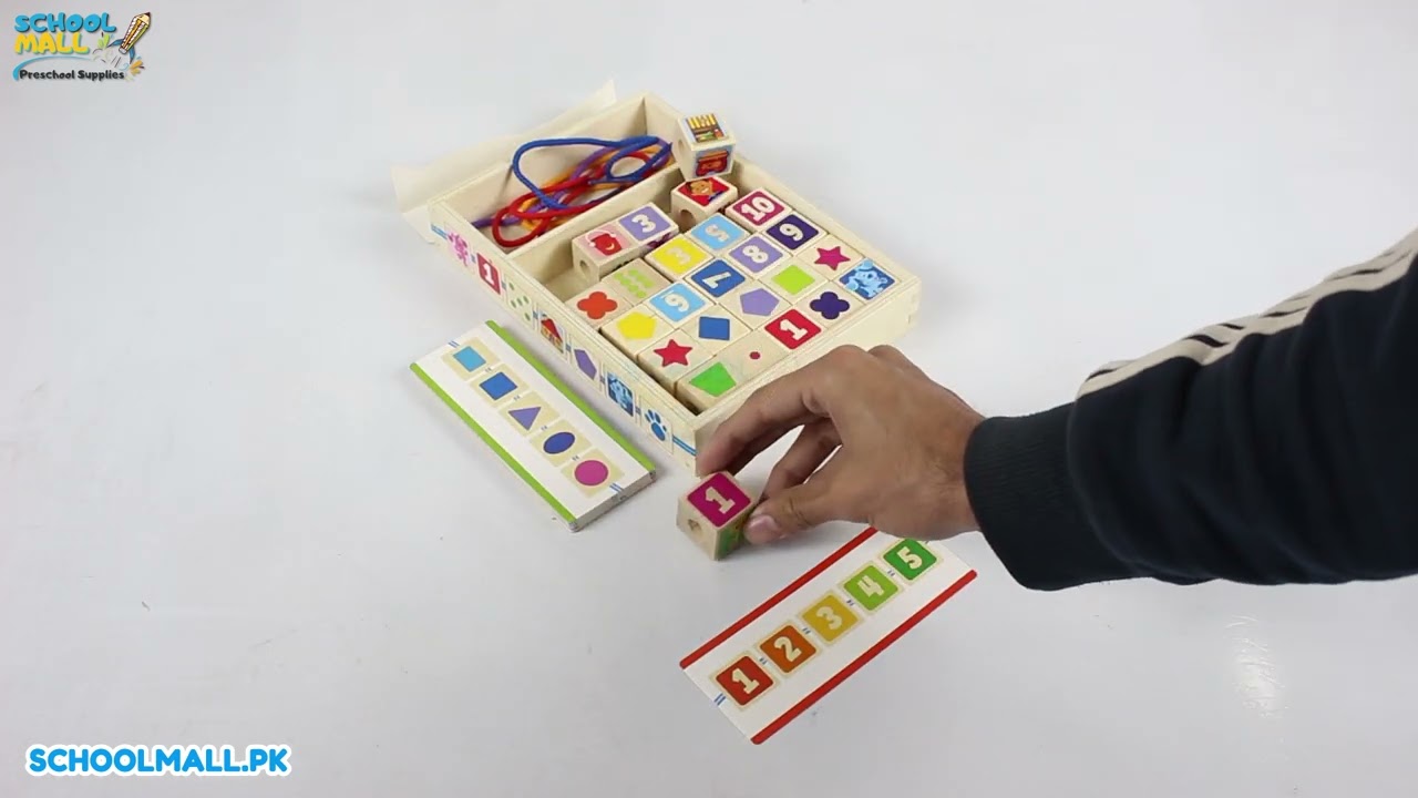 Montessori Wooden Beaded Building Blocks Game | Preschool Supplies | Educational Toys