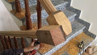 Amazing Woodworking Project For Wooden Stairs (PART 2) - How To Make Curved Railing For Wood Stairs Curved Woodworking 