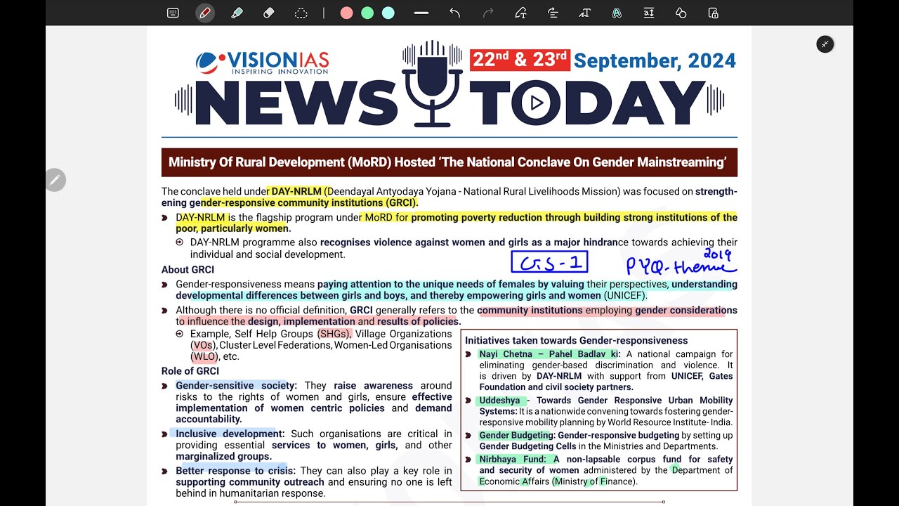 22 and 23 September 2024 DAILY CURRENT AFFAIRS VISION IAS NEWS THE ...
