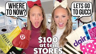 WE WENT CHRISTMAS SHOPPING WITH $100 AT 10 DIFFERENT STORES IN THE MALL CHALLENGE