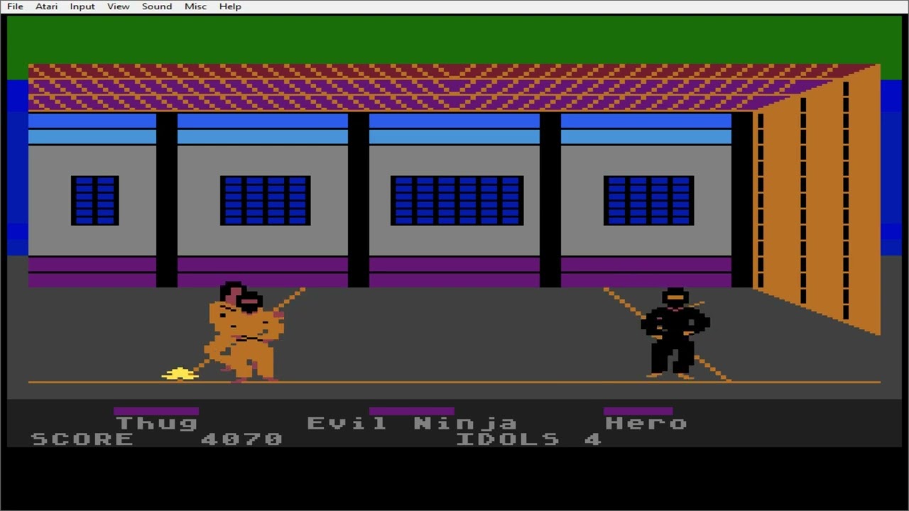Ninja Kick through walls, find secret rooms, Atari 800