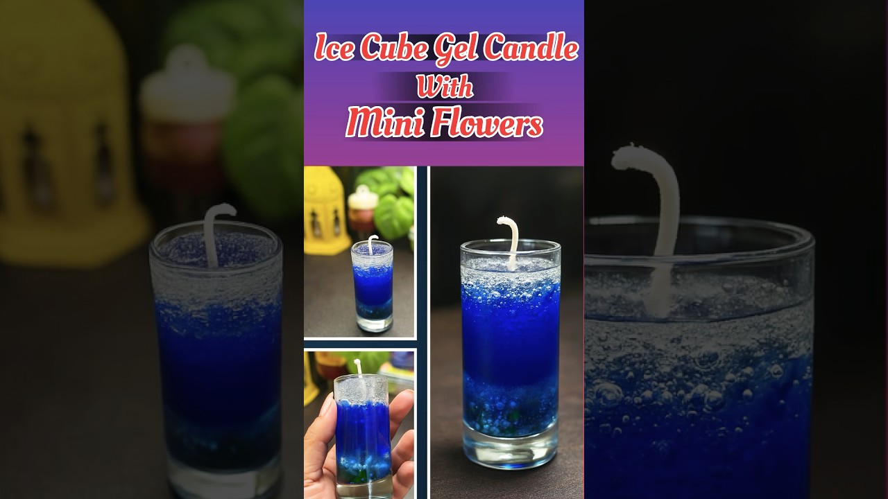 DIY Frozen Bloom Gel Candle ❄️🌸 | Ice Cube Gel Candle with Mini Flowers | Elegant Candle Decor🕯️🪻