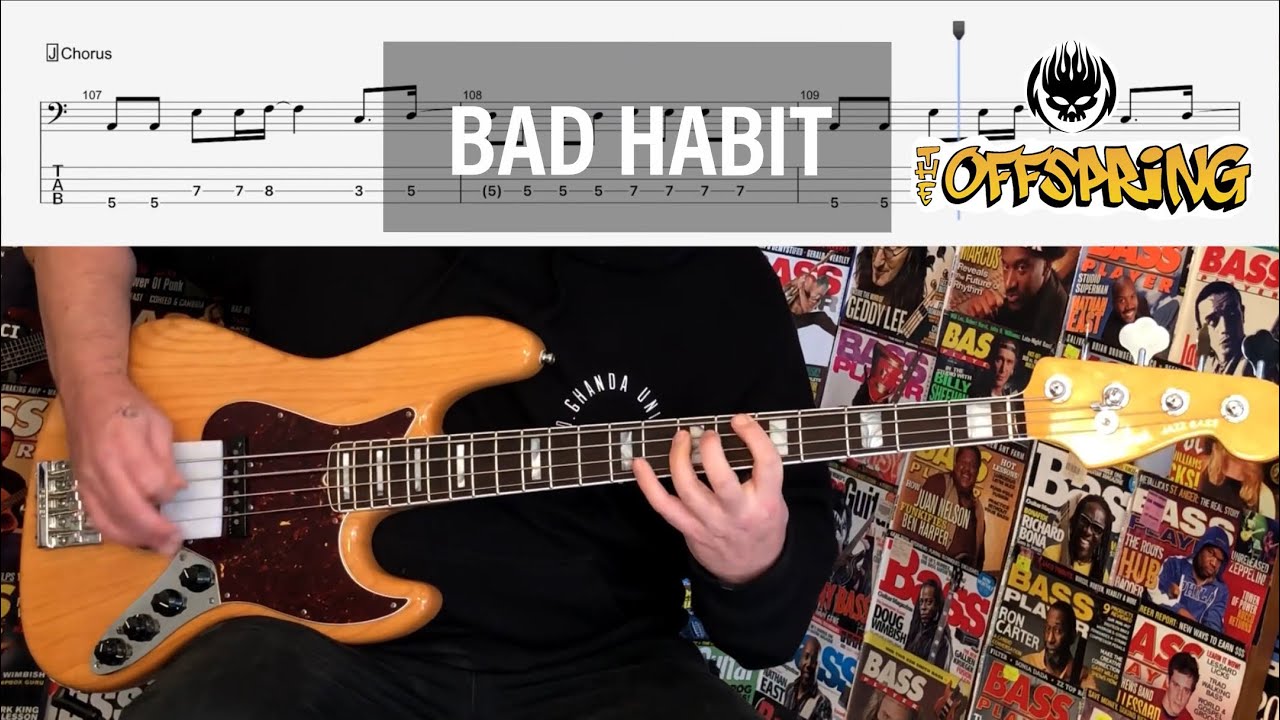 The Offspring // Bad Habit // Bass Cover with FREE PDF TABs