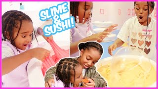 A FUN DAY PLAYING WITH SLIME \& EATING SUSHI WITH MY COUSIN! | YOSHIDOLL