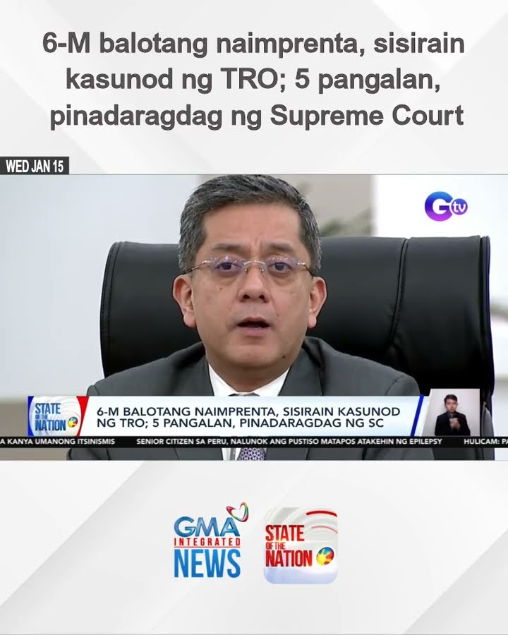 6-M balotang naimprenta, sisirain kasunod ng TRO; 5 pangalan, pinadaragdag ng Supreme Court | SONA