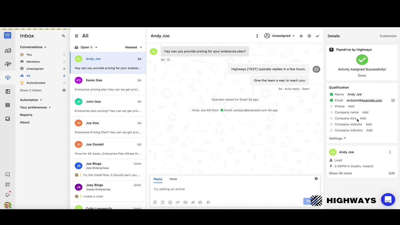 How to create an Activity in Pipedrive via Intercom - YouTube