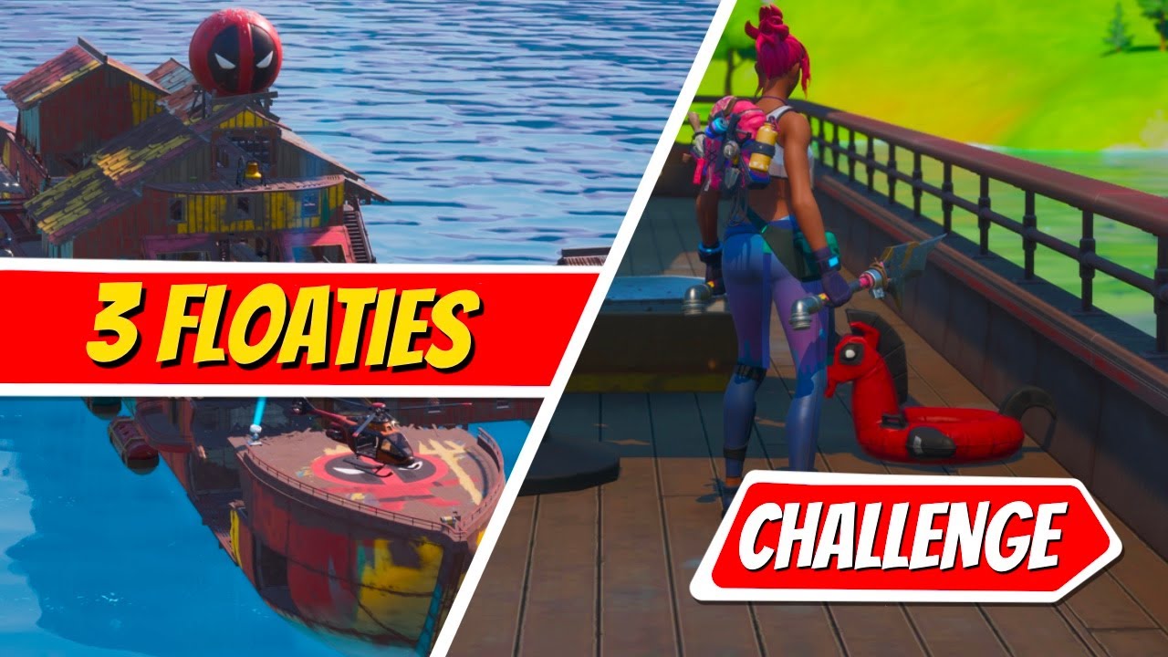 FORTNITE CHALLENGES GUIDE Find Deadpool Floaties At The Yacht! YouTube