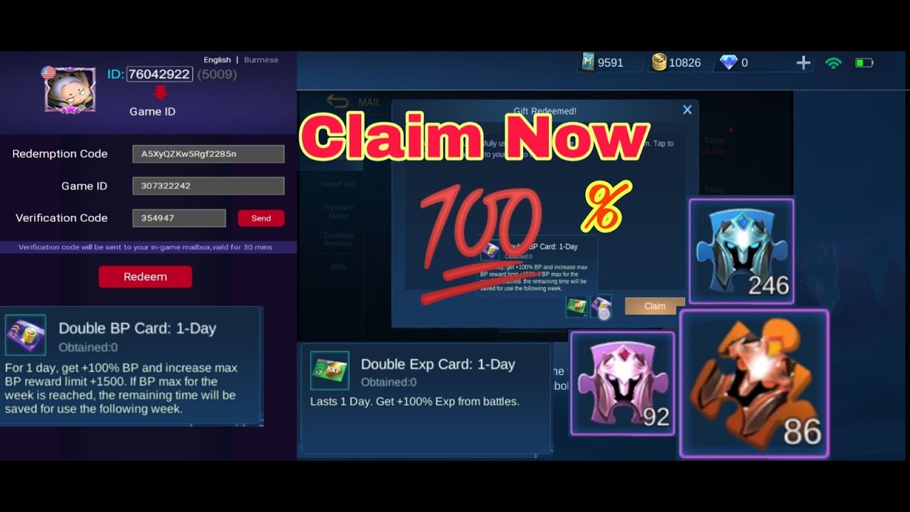NEW REDEMPTION CODE 💯 CLAIM NOW |UPDATE 2020 || MLBB