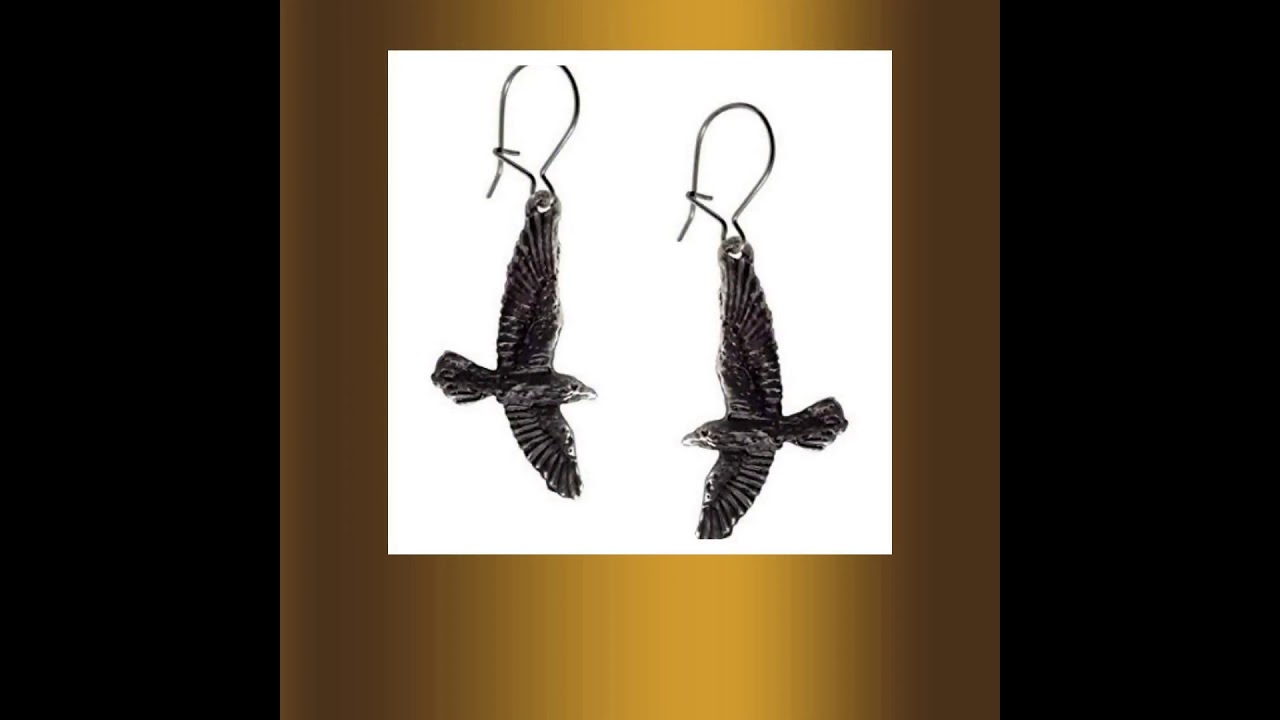Alchemy Gothic Black Raven Earrings at NicheNoire