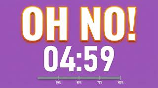 5 Minute Clean Countdown Timer (Silent With Progress Bar) – Purple Theme