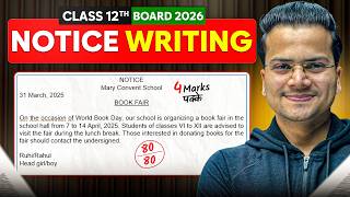 Class 12 Notice Writing 🔥 FORMAT With FIX LINES | Boards 2026 | ONE SHOT