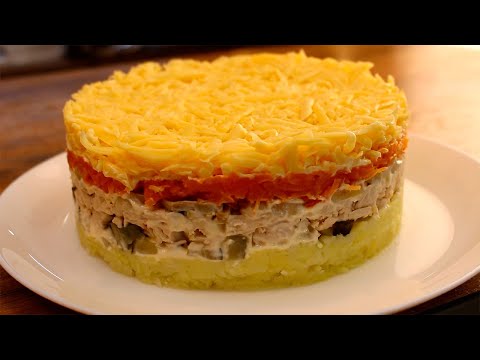 Салат 'Нежный' с курицей и грибами (Очень Вкусный). Покорил меня сразу, как попробовала