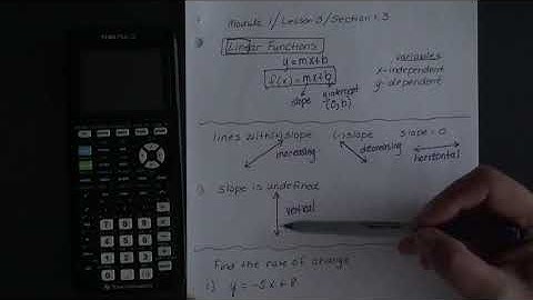 Math 1483 Section 1.3 Linear Functions - Lesson 1