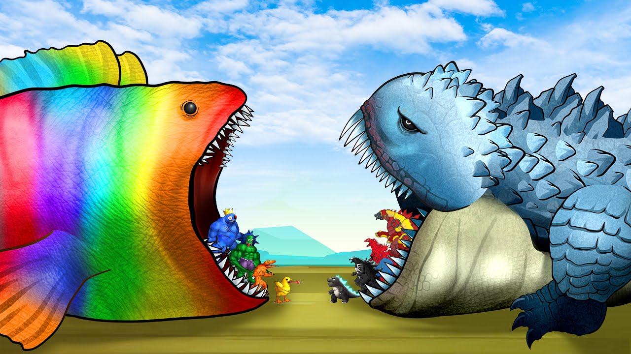 GODZILLA, KONG & BLOOPZILLA vs BOOP RAINBOW, BLUE, GREEN, ORANGE - Who ...
