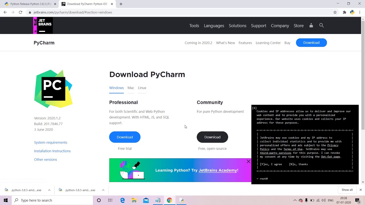 INSTALLATION OF PYTHON ALONG WITH PYCHARM||PYTHON PROGRAMMING FOR ...