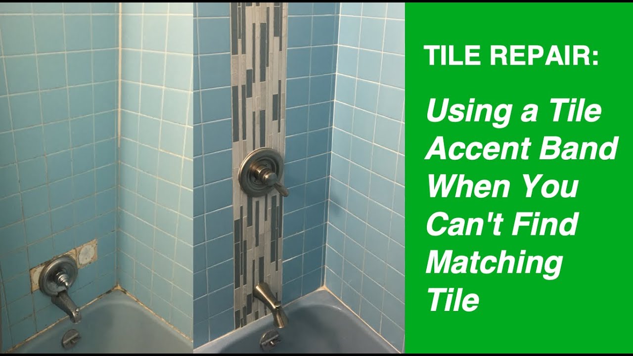 Tile Repair: Using a tile accent band when you can't find matching tile - YouTube