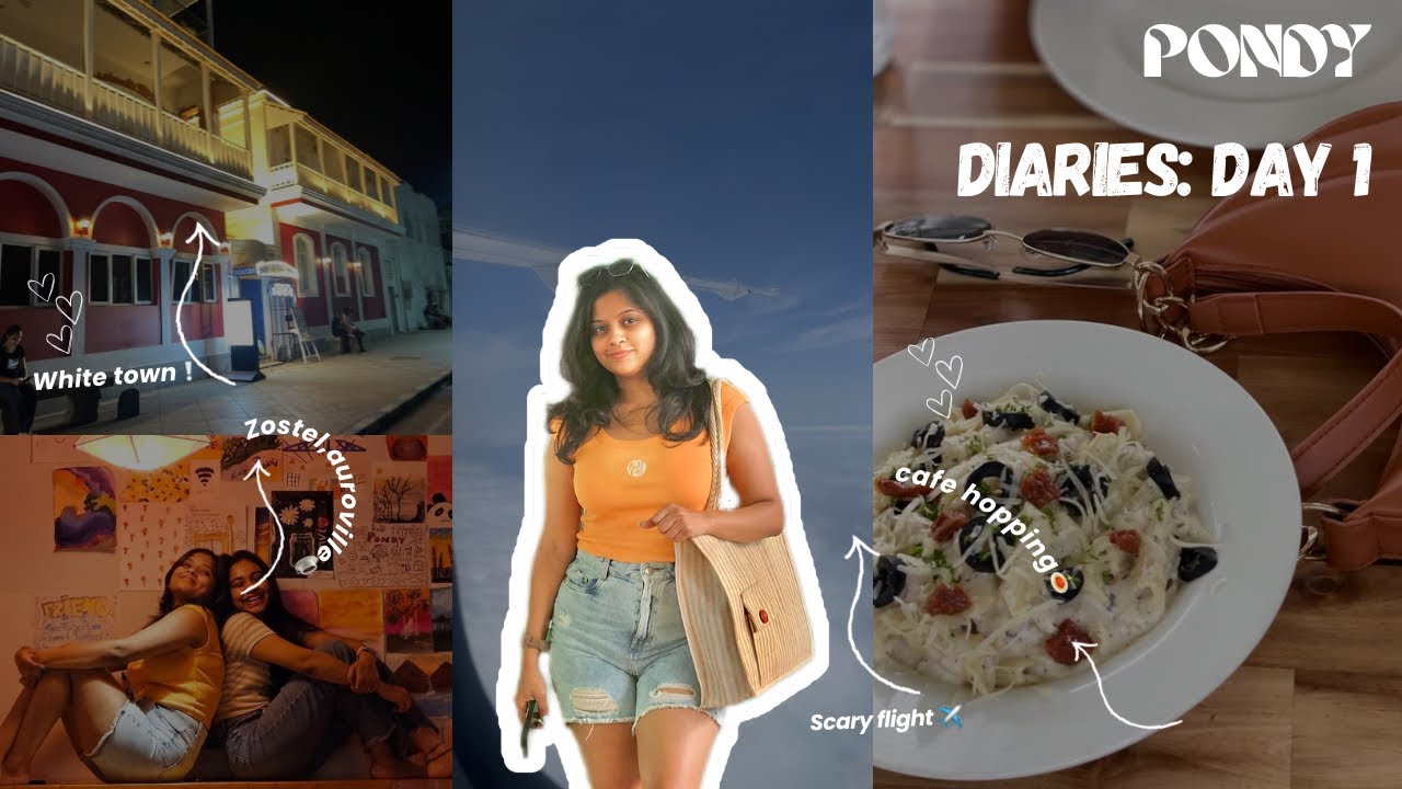 Pondicherry Vlog Series -Day 1🎥||Scary Flight experience✈️||Cafe Hopping☕||Zostel Stay🛌|Travel Vlog