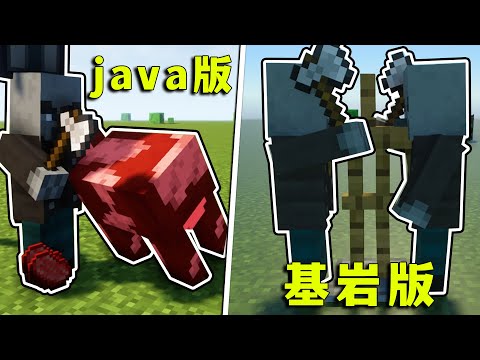 【图图图酱吖】 我的世界：狠起來連盔甲架都打？基岩版與java版的細節對比