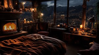 Fireplace and Rain Sounds | Relax and Stress Relief Instantly With Rain Sounds and Cozy Fireplace