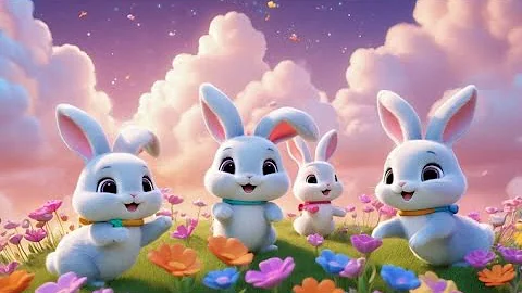 Five Little Bunnies Jumping on the Ground | Bunny Counting Song for Kids | Learn Numbers & Actions