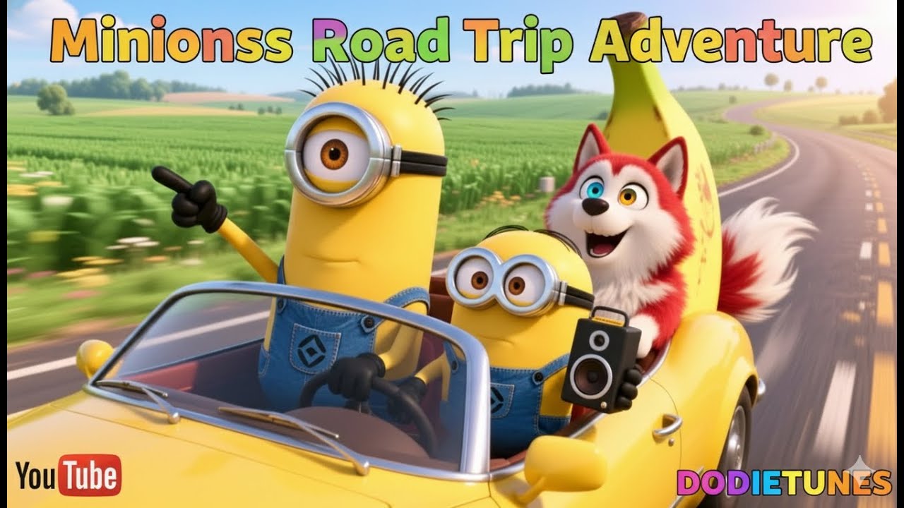 🚗💛 Minionss Road Trip Adventure! | Dodie the Husky Joins the Fun! | Kids Song & Dance