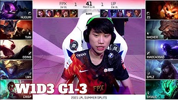 FPX vs UP - Game 3 | Week 1 Day 3 LPL Summer 2021 | FunPlus Phoenix vs Ultra Prime G3