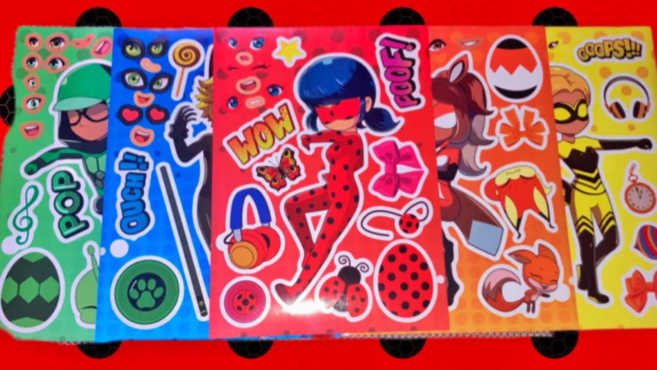 [ToyAsmr]Miraculous Ladybug 🐞 DIY Fashion Sticker book with Cat Noir ...