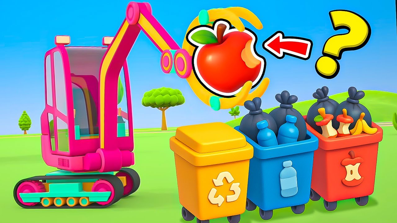 Helper cars and big trucks clear the beach of dirt and garbage in a new cartoon for kids.