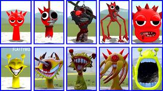 ALL RADDY HORROR VS SPRUNKI SIMON FAMILY GIANT TRANSFORMATION BATTLE GMOD