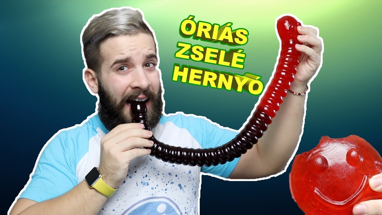 ÓRIÁS ZSELÉ HERNYÓ ! | 1KGos GUMICUKOR GIANT WORM TESZT